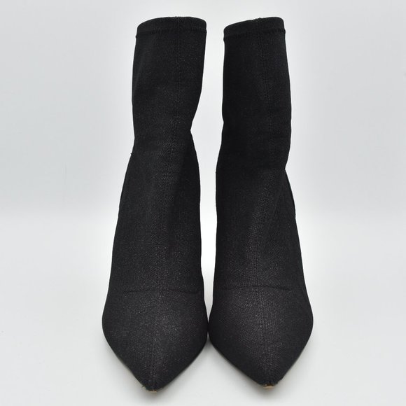 Jewel Badgley Mischka Eva Pointed Toe Black Sparkly Heeled Ankle Booties, Size 7 - Picture 3 of 14